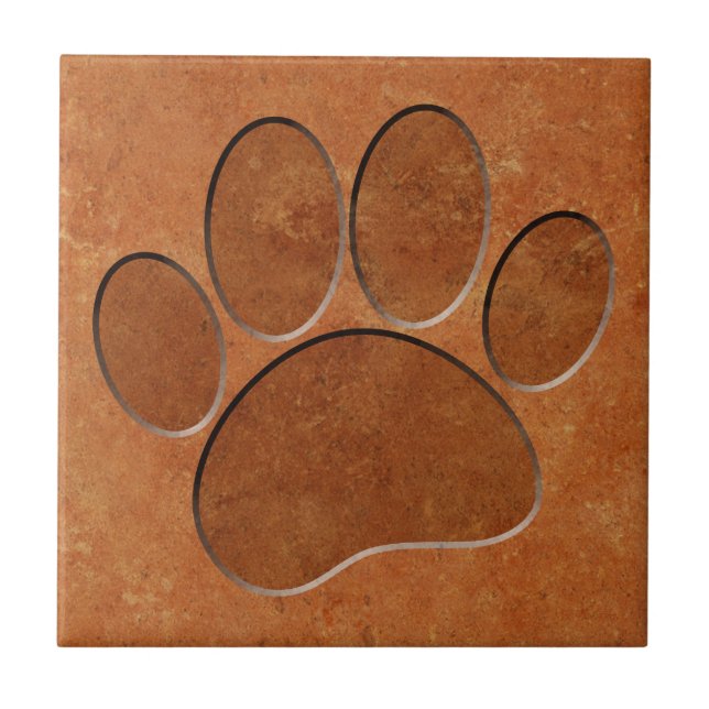 Welpe Paw Imitats Terracotta Print Fliese (Vorderseite)