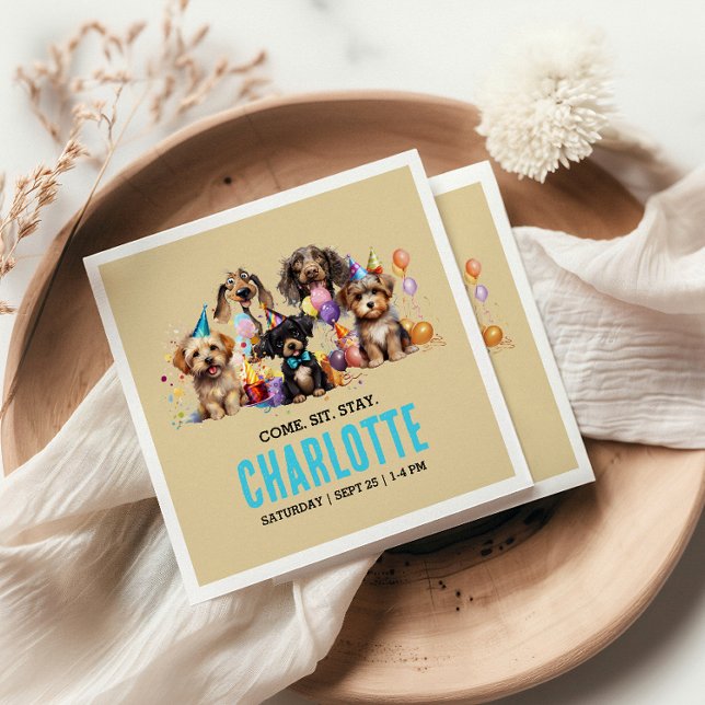 Welpe Pawty Dog Geburtstag Serviette (Von Creator hochgeladen)