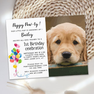 Welpe Pawty Pet Foto Hund Geburtstagsparty Einladungspostkarte