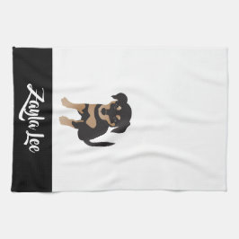 Welpe personalizable Hundename Schwarz-weiß braun Geschirrtuch