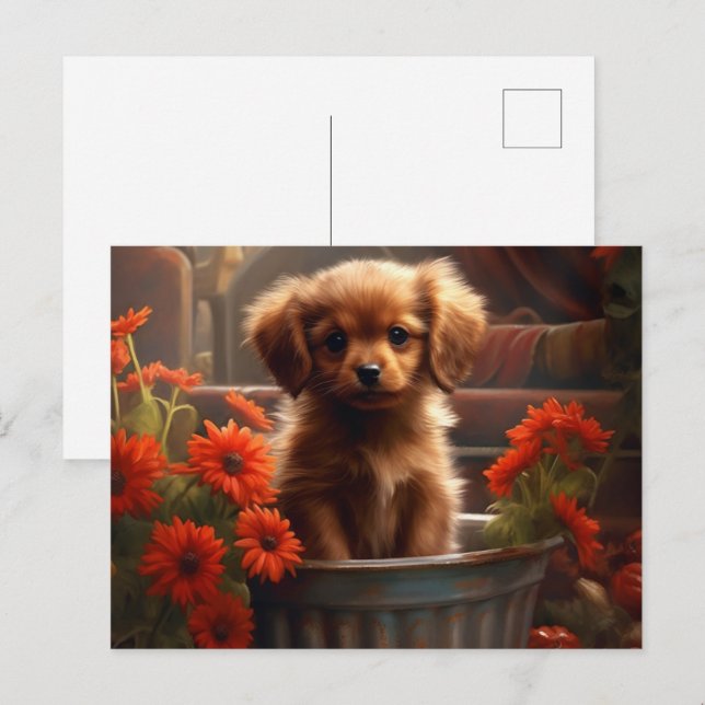 Welpe Postkarte (Vorne/Hinten)