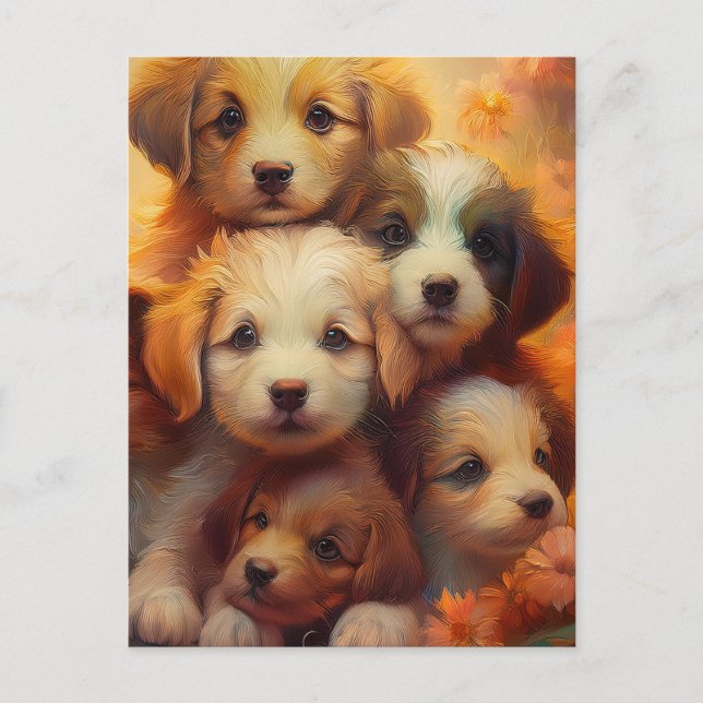 Welpe, Puppy-Liebe Postkarte (Vorderseite)