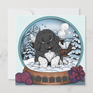 Welpe Snowglobe Feiertagskarte