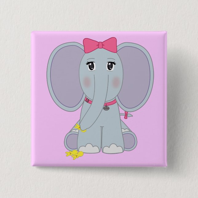 Welpe sortierter Elefant-Knopf Button (Vorderseite)