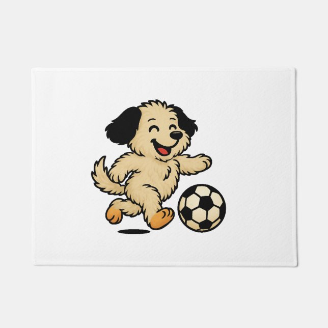 Welpe spielt Fußball Fußmatte (Vorderseite)