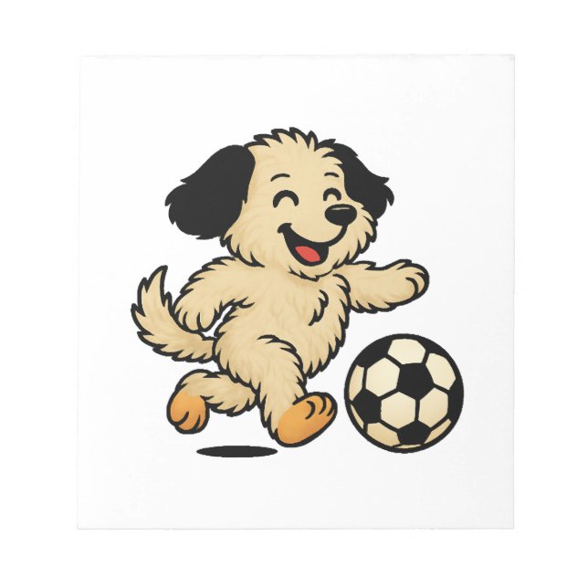 Welpe spielt Fußball Notizblock (Vorderseite)