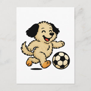 Welpe spielt Fußball Postkarte