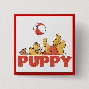 Welpe spielt T-Shirts und Geschenke Button