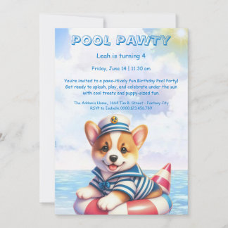 Welpe Splash Birthday Pool Party Einladung