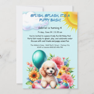 Welpe Splash Birthday Pool Party Einladung