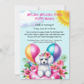 Welpe Splash Birthday Pool Party Einladung