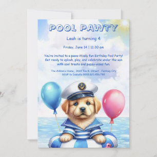 Welpe Splash Birthday Pool Party Einladung
