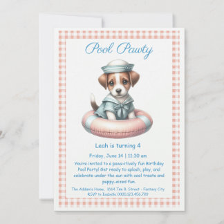 Welpe Splash Birthday Pool Party Einladung