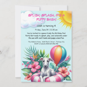 Welpe Splash Birthday Pool Party Einladung