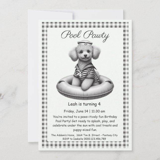 Welpe Splash Birthday Pool Party Einladung (Vorderseite)