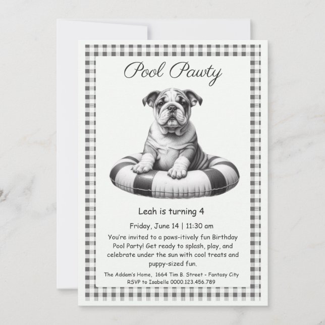 Welpe Splash Birthday Pool Party Einladung (Vorderseite)