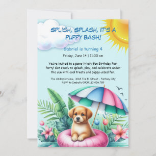 Welpe Splash Birthday Pool Party Einladung