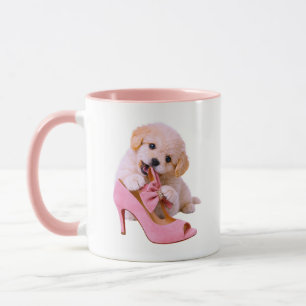 Welpe Süß Glamour Hund Rosa Thema Tasse
