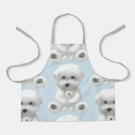 Welpe umarmt sein Spielzeug Schürze