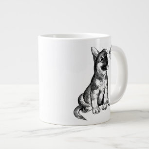 Welpe und Heuschrecke Jumbo-Tasse