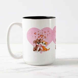 Welpe und Kitten Liebe Zweifarbige Tasse