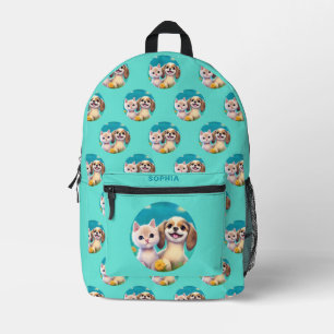 Welpe und Kitten Niedlich Kids Personalisierter Na Bedruckter Rucksack