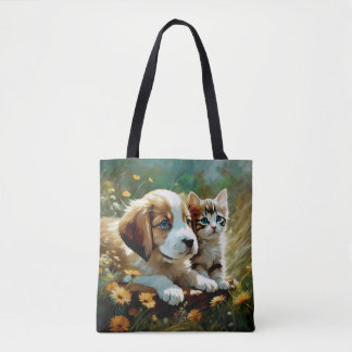 Welpe und Kitten Tote Bag