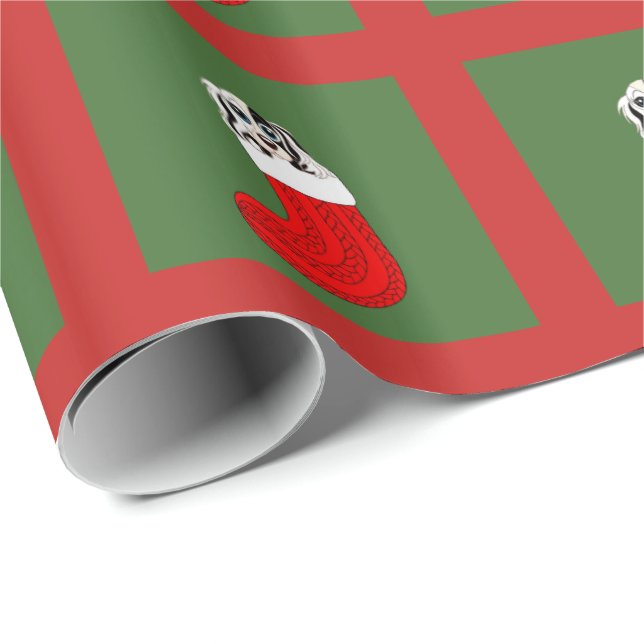 Welpe und Socke Geschenkpapier (Rolleneckpunkt)