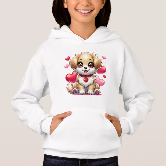 Welpe Valentine 002 Hoodie (Vorderseite)