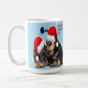 Welpe weiße Weihnachten mit dem Weihnachtsmann Sle Kaffeetasse
