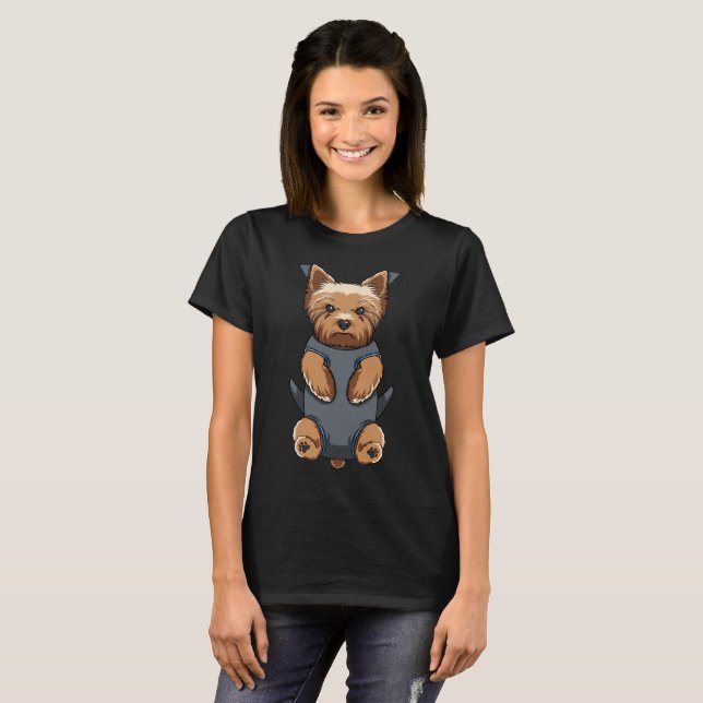 Welpe Yorkie Baby-Fördermaschinen-Fronten-Satz-T - T-Shirt (Vorne ganz)