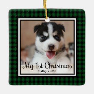 Welpen 1. Weihnachten Keramikornament