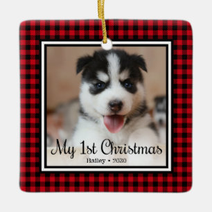 Welpen 1. Weihnachten Keramikornament