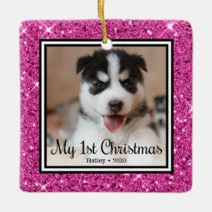 Welpen 1. Weihnachten Keramikornament