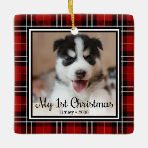 Welpen 1. Weihnachten Keramikornament