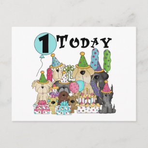 Welpen 1st Birthday Bash Tshirts und Geschenke Postkarte