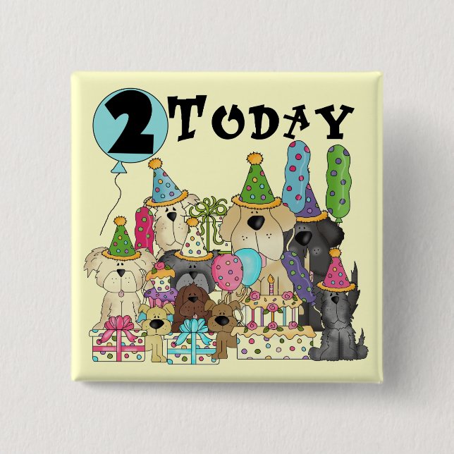Welpen 2. Geburtstag Bash Hemden und Geschenke Button (Vorderseite)