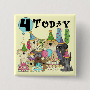 Welpen 4. Geburtstag Bash Tshirts und Geschenke Button