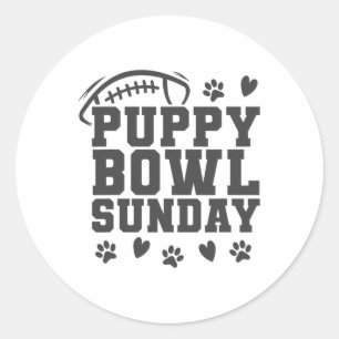 Welpen Bowl Sonntag Super Fußll Spiel Party Hunde Runder Aufkleber