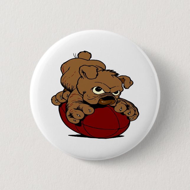 Welpen-Bulldoggen-Fußball Button (Vorderseite)