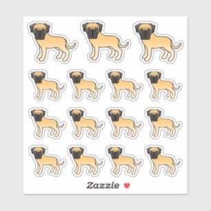 Welpen-Englische-Mastiff-hübsche-Cartoon-Hunde Aufkleber