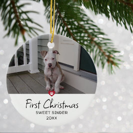 Welpen Erstes Weihnachtsfest Foto Keramik Ornament