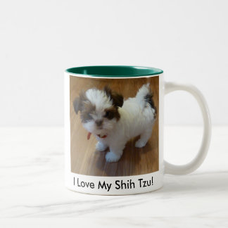 Welpen-Foto-Tasse Shih Tzu große 15 Unze Zweifarbige Tasse