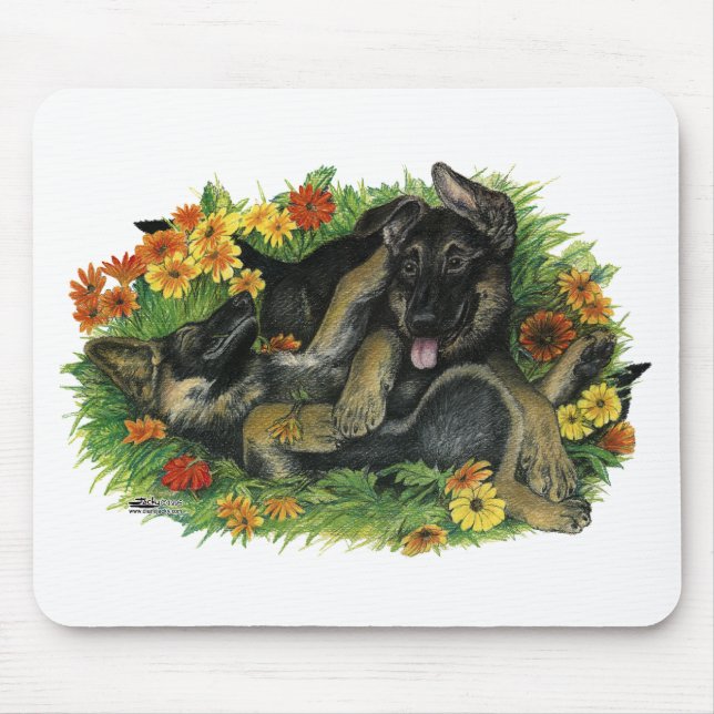 Welpen Garten Mousepad (Vorne)
