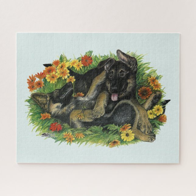 Welpen Garten Puzzle (Horizontal)