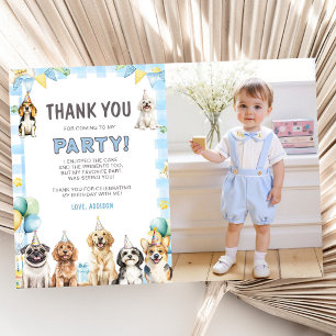 Welpen-Geburtstagsfoto für alle Pfotenparty-Tiere Dankeskarte