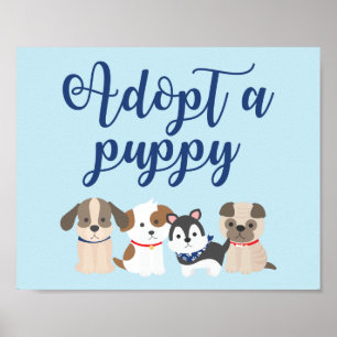 Welpen-Geburtstagspartyschild Welpen adoptieren Bl Poster