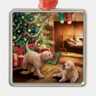 Welpen Golden Retriever Dog Adorable Ornament Aus Metall