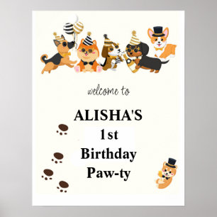 Welpen Haustiere Hunde Geburtstag Willkommen Poster