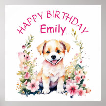 Welpen Hund zum Personalisierten Geburtstag